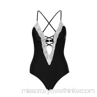 BBesty Women’s Fashion Vintage Lace Stitching Strap Deep V Bikini Sets Beach Swimwear Bathing Suit Black B07N7LHN7L